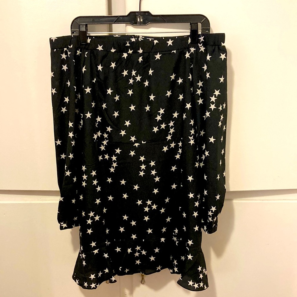 NWT Cotton Candy LA M White Stars and Blue Off the Shoulder Dress w/ Zip in Back